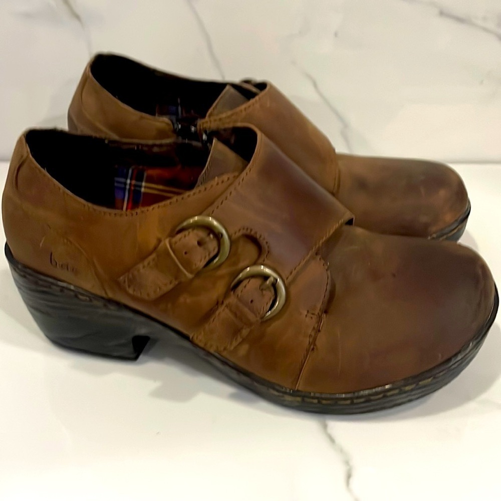 Women's BOC Brown Leather Clog Shoe, Size 8 - Picture 3 of 9